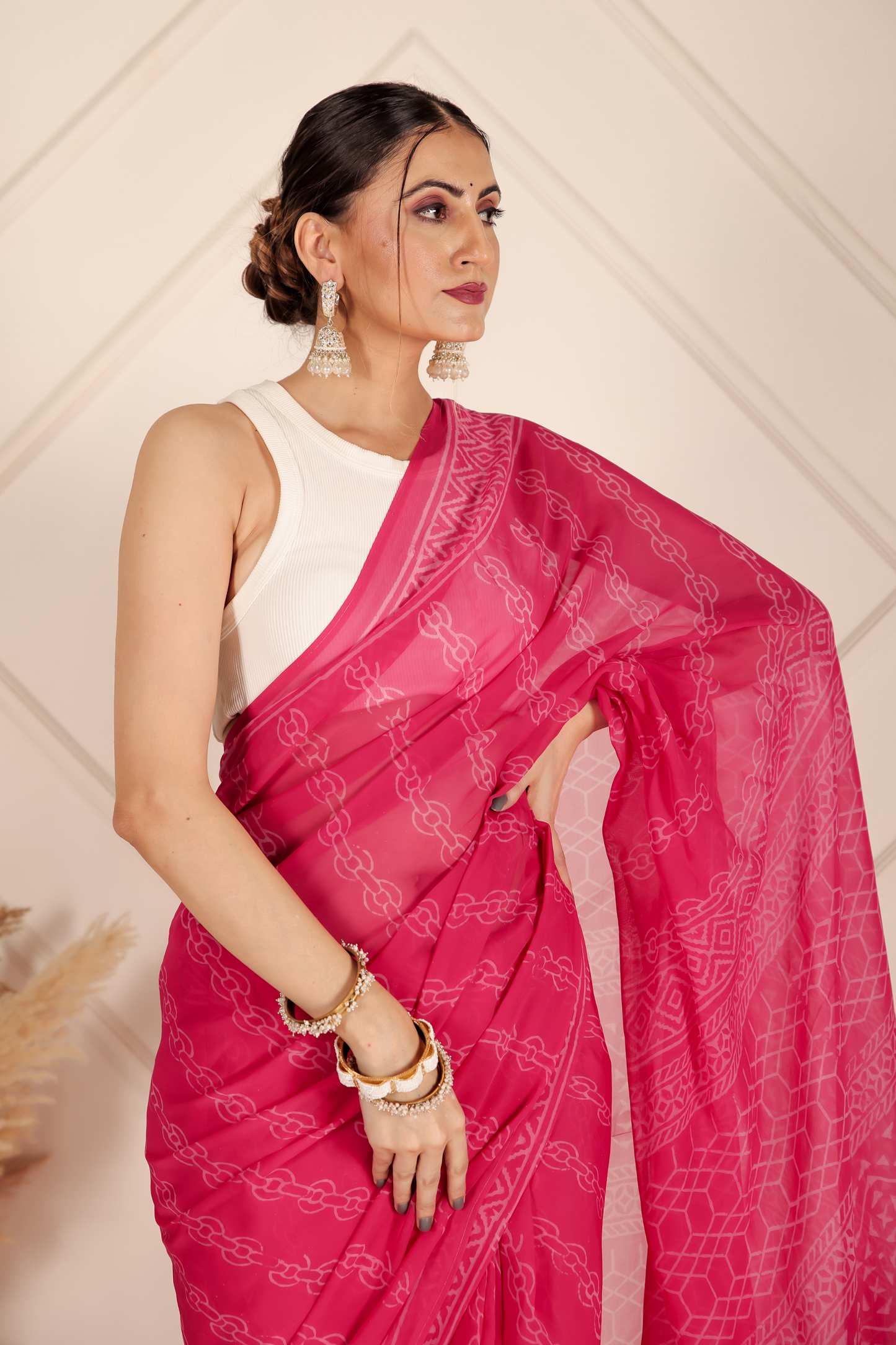 Premium Pink Organza Saree