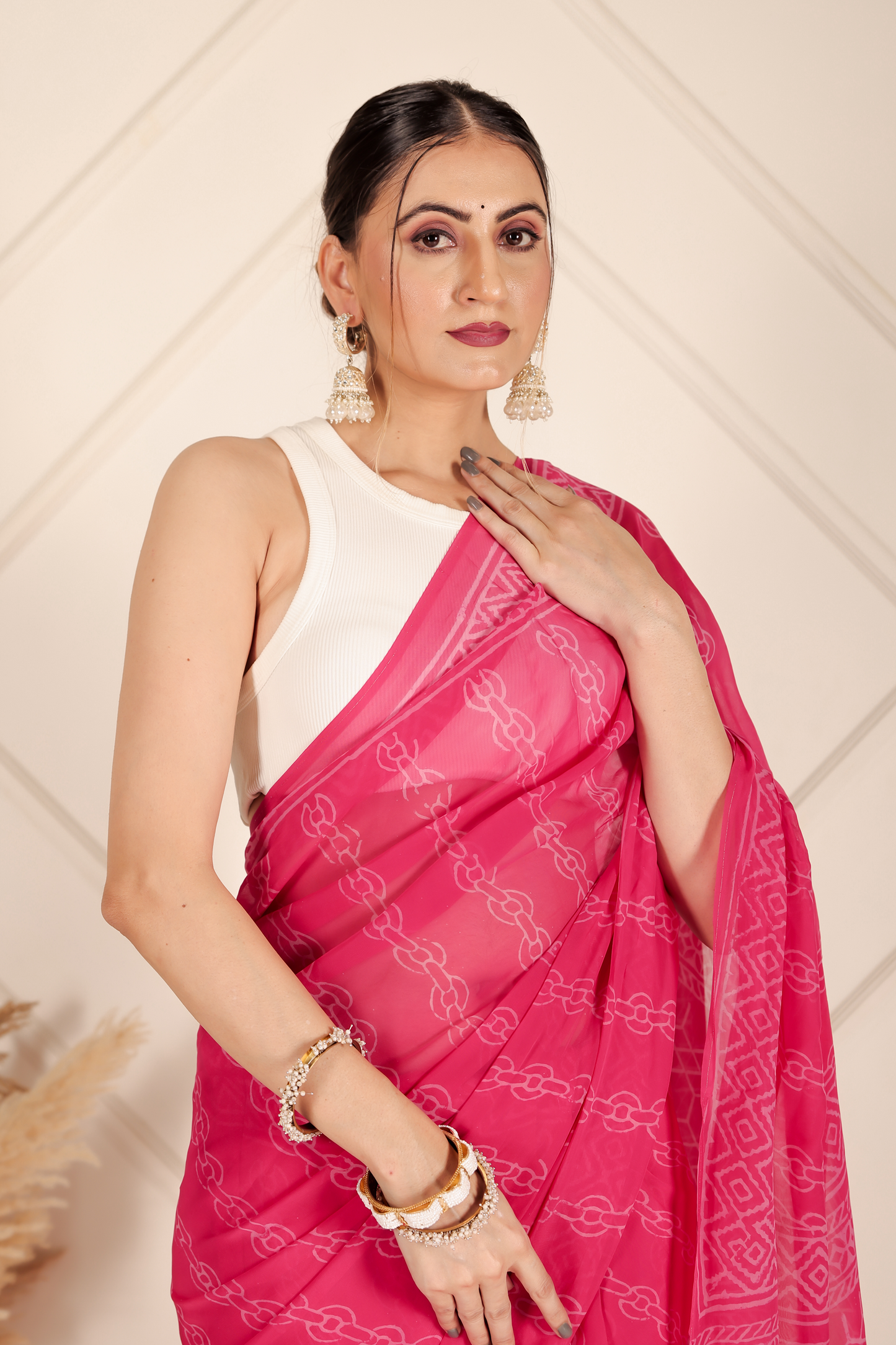 Premium Pink Organza Saree