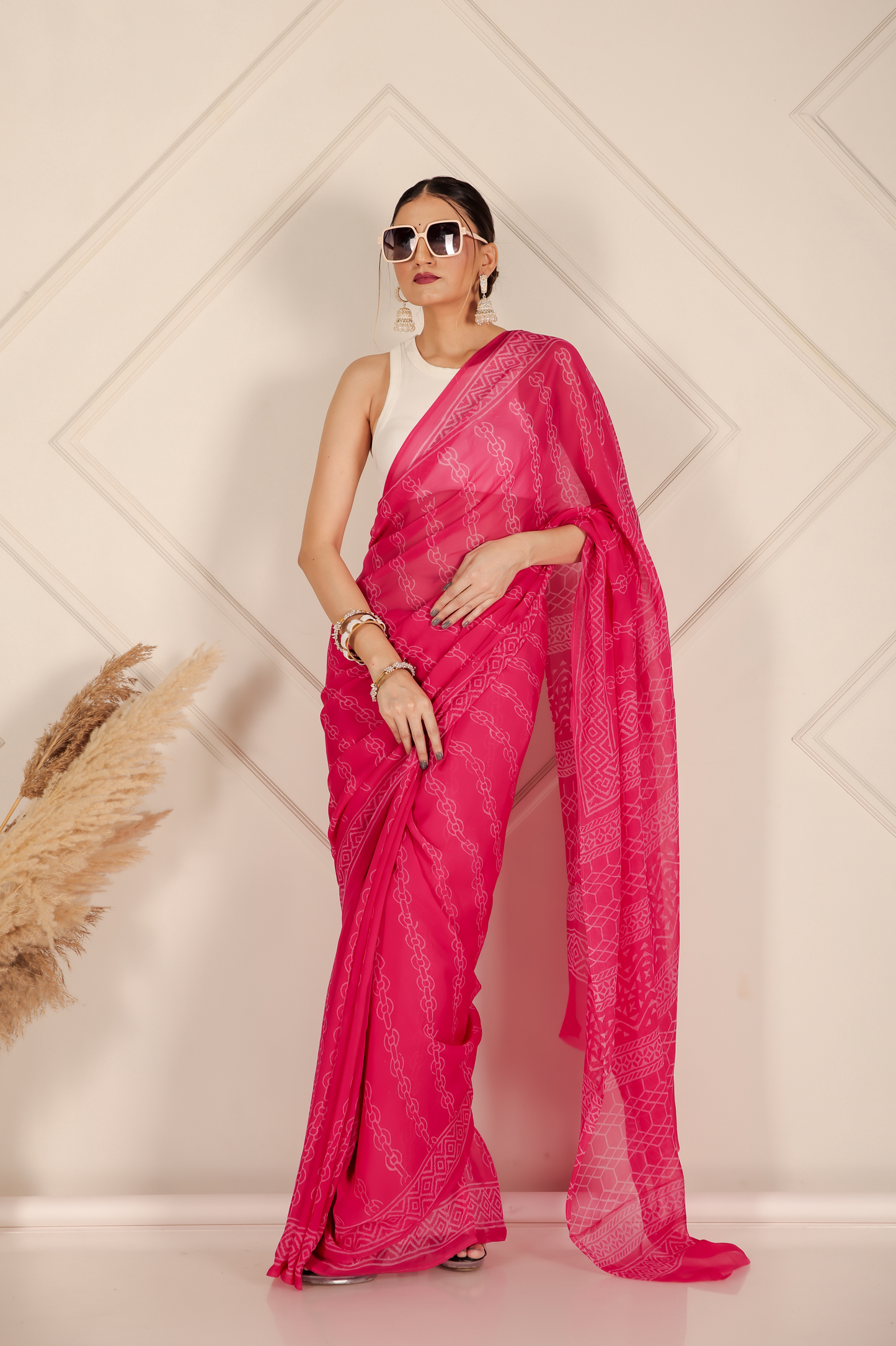 Premium Pink Organza Saree