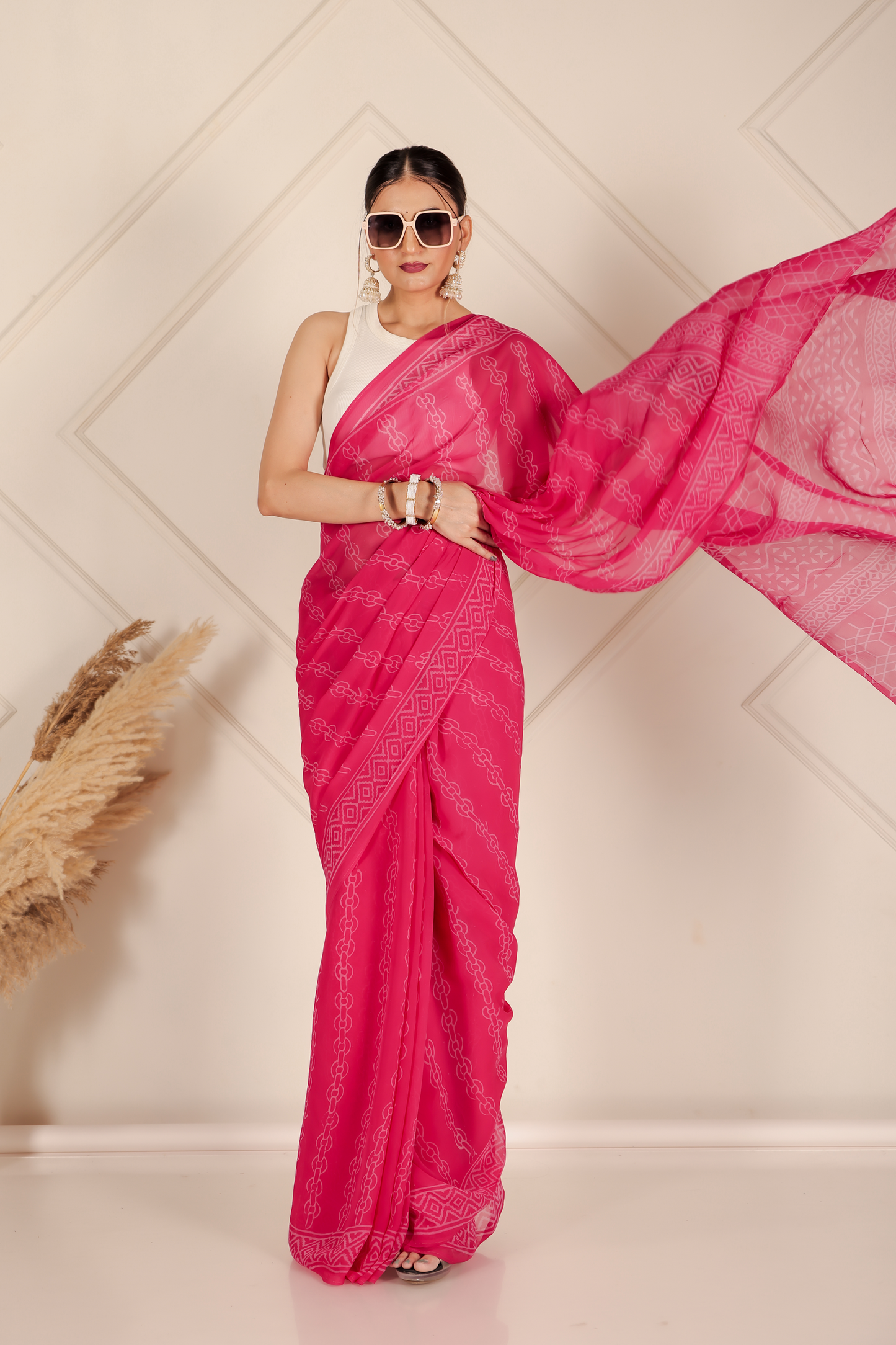 Premium Pink Organza Saree