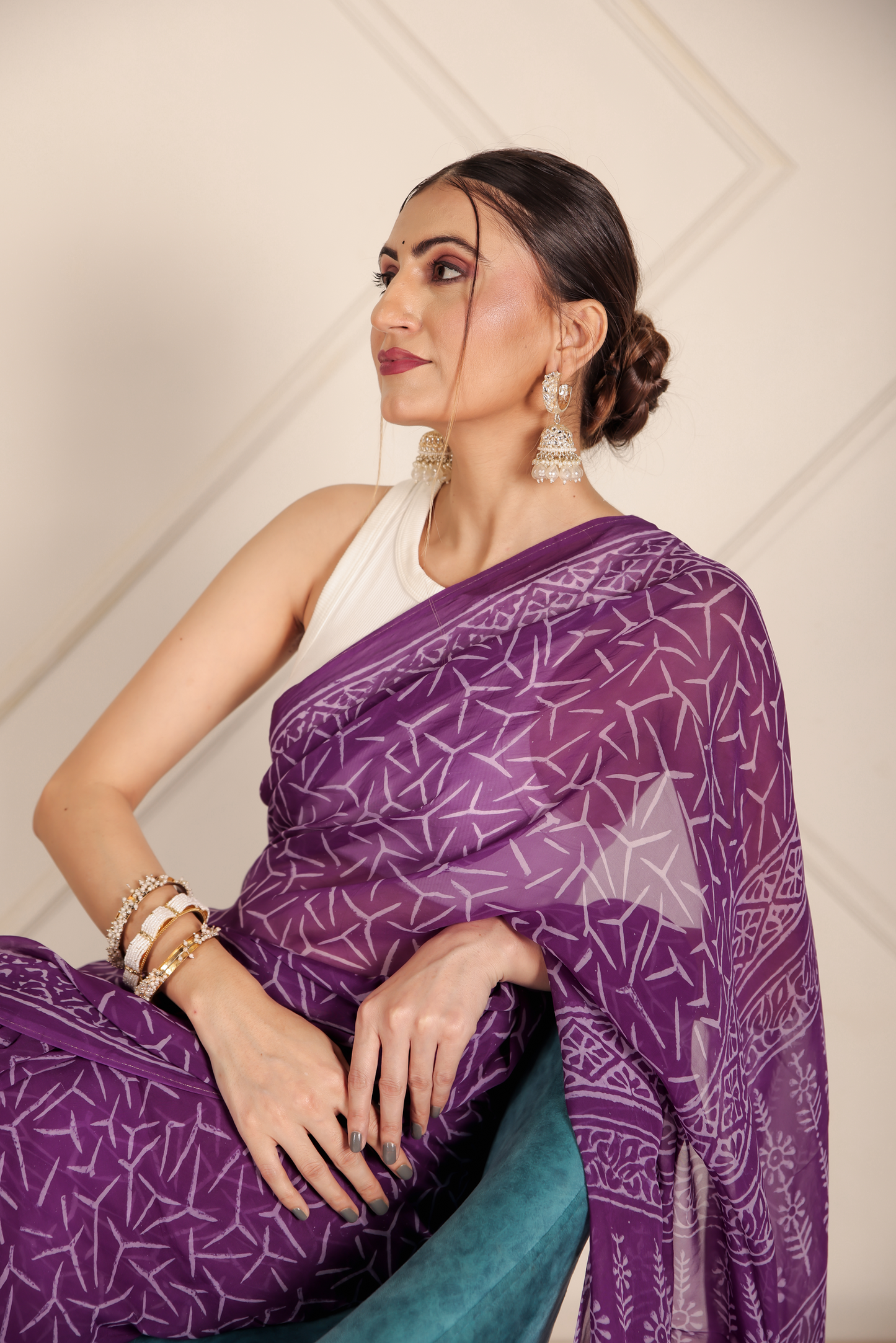 Premium Purple Organza Saree