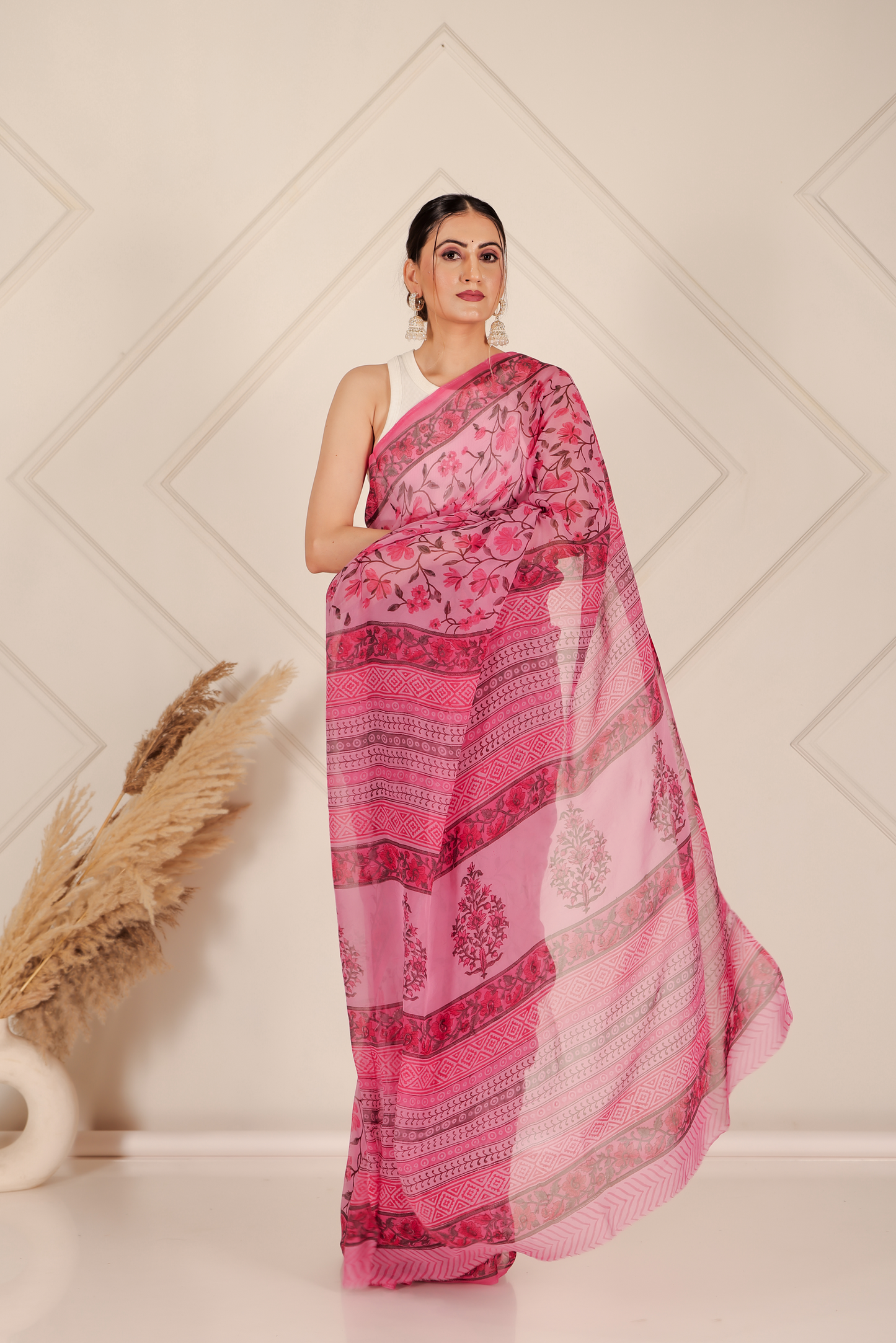 Premium Pink Organza Saree