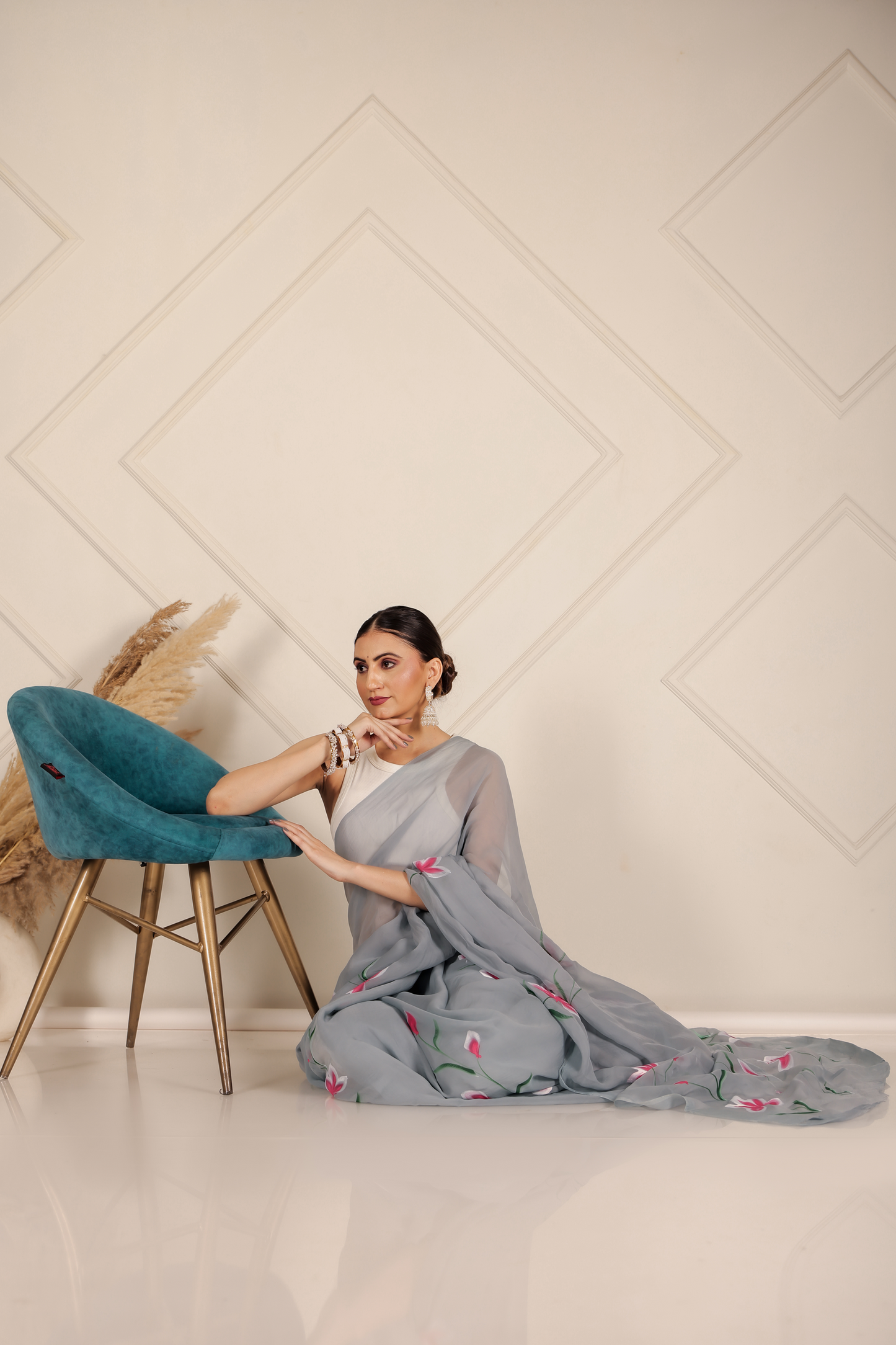 Premium Grey Organza Saree