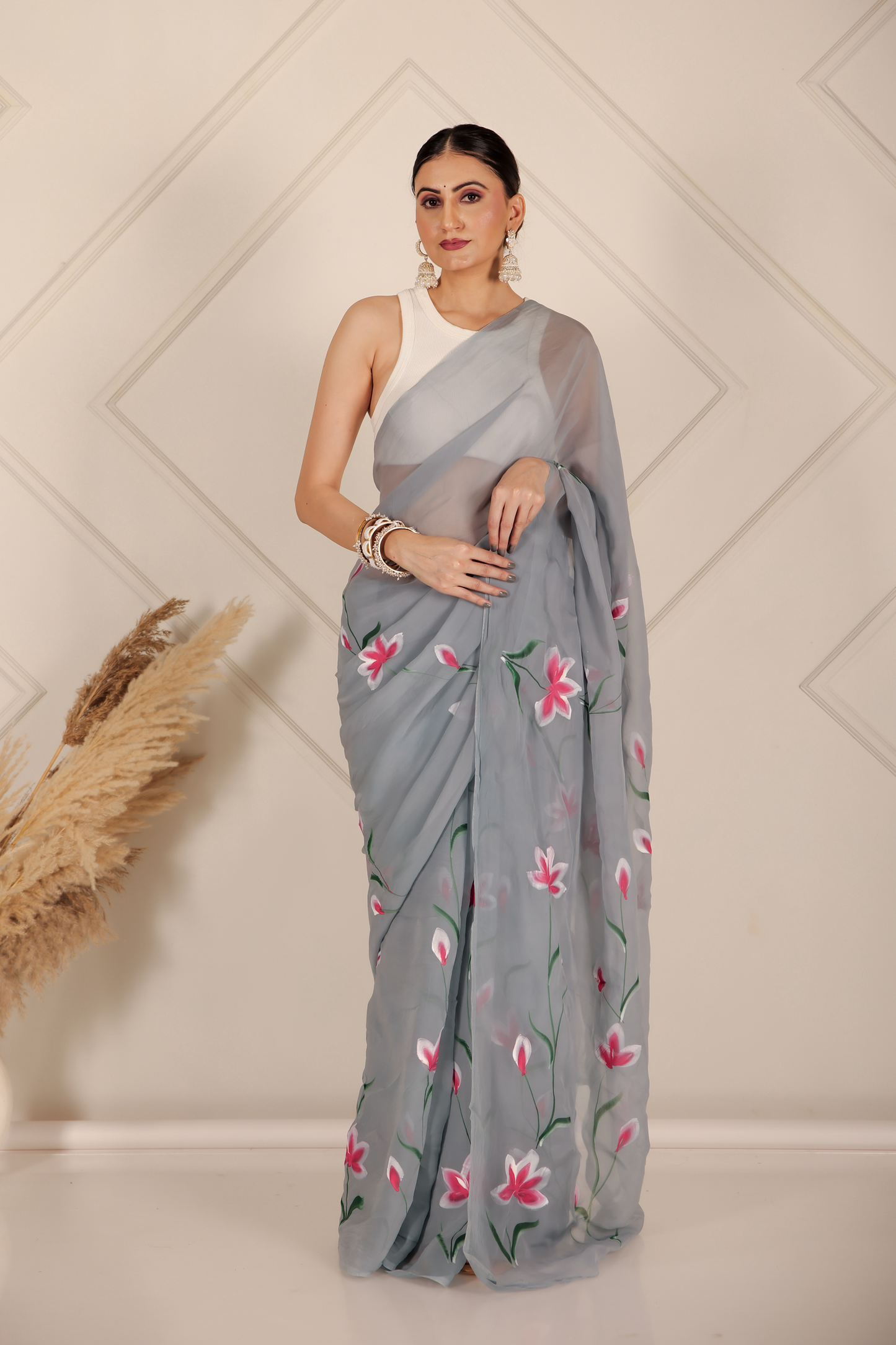 Premium Grey Organza Saree