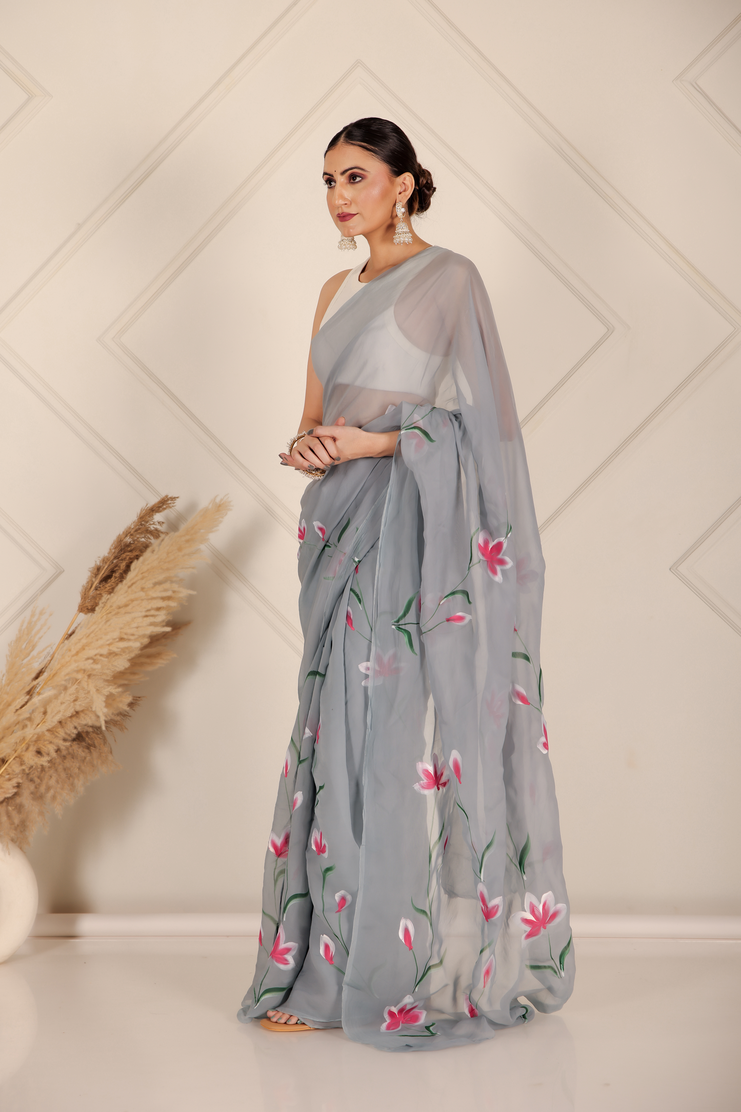 Premium Grey Organza Saree