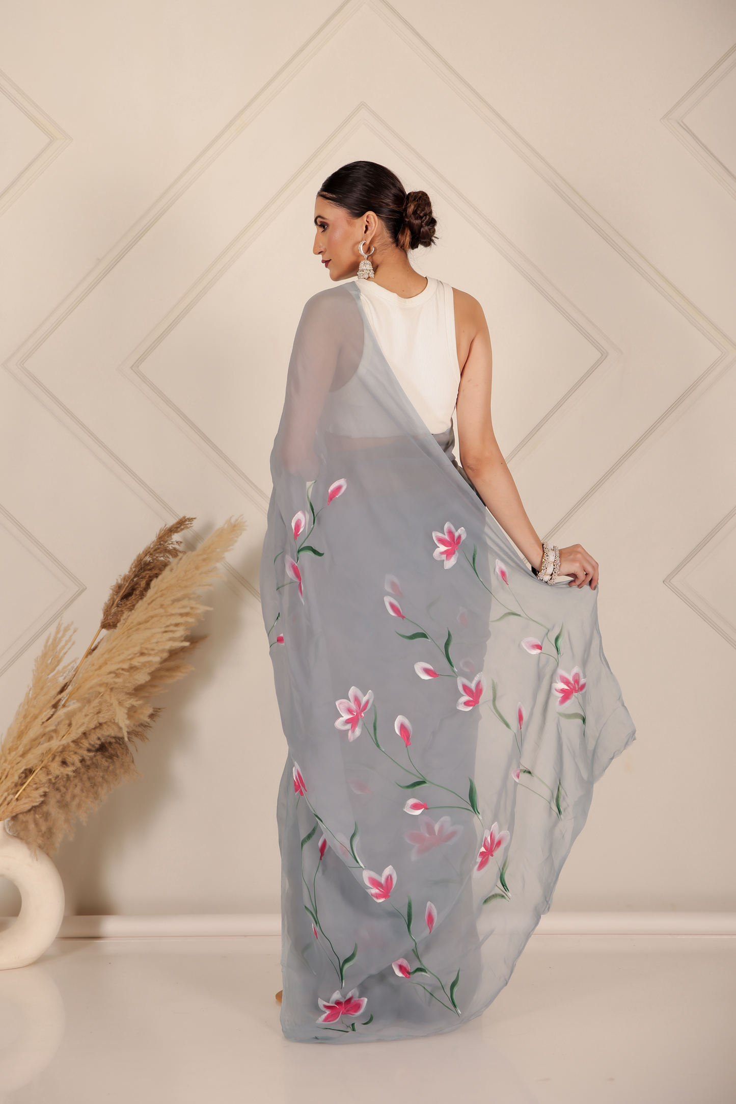Premium Grey Organza Saree