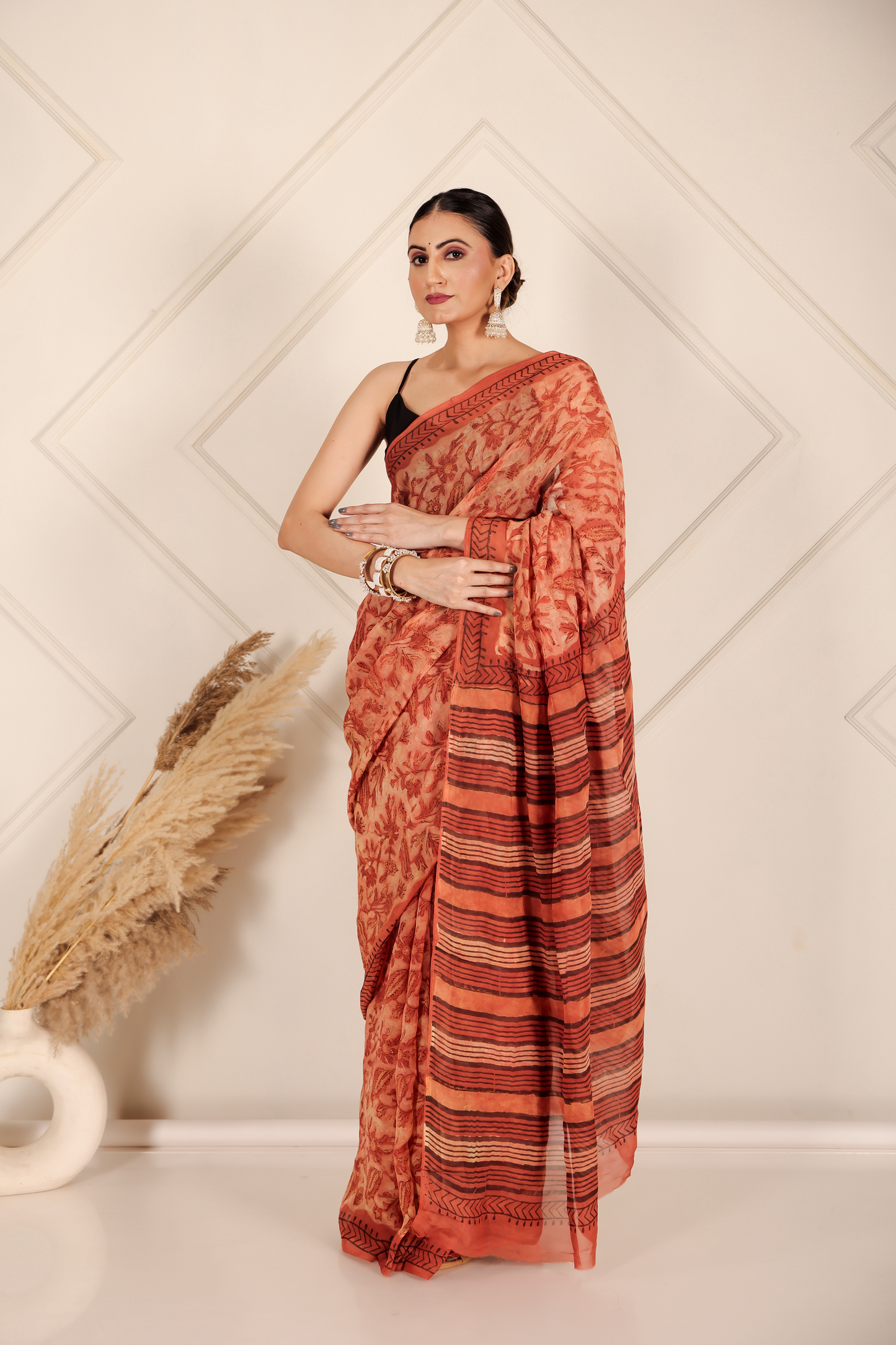 Premium Orange Organza Saree
