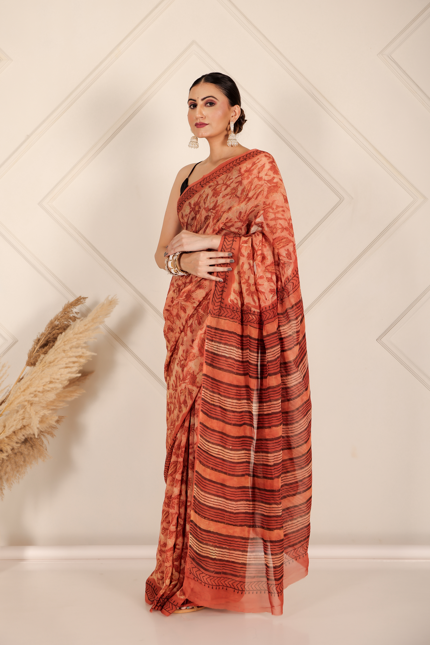Premium Orange Organza Saree