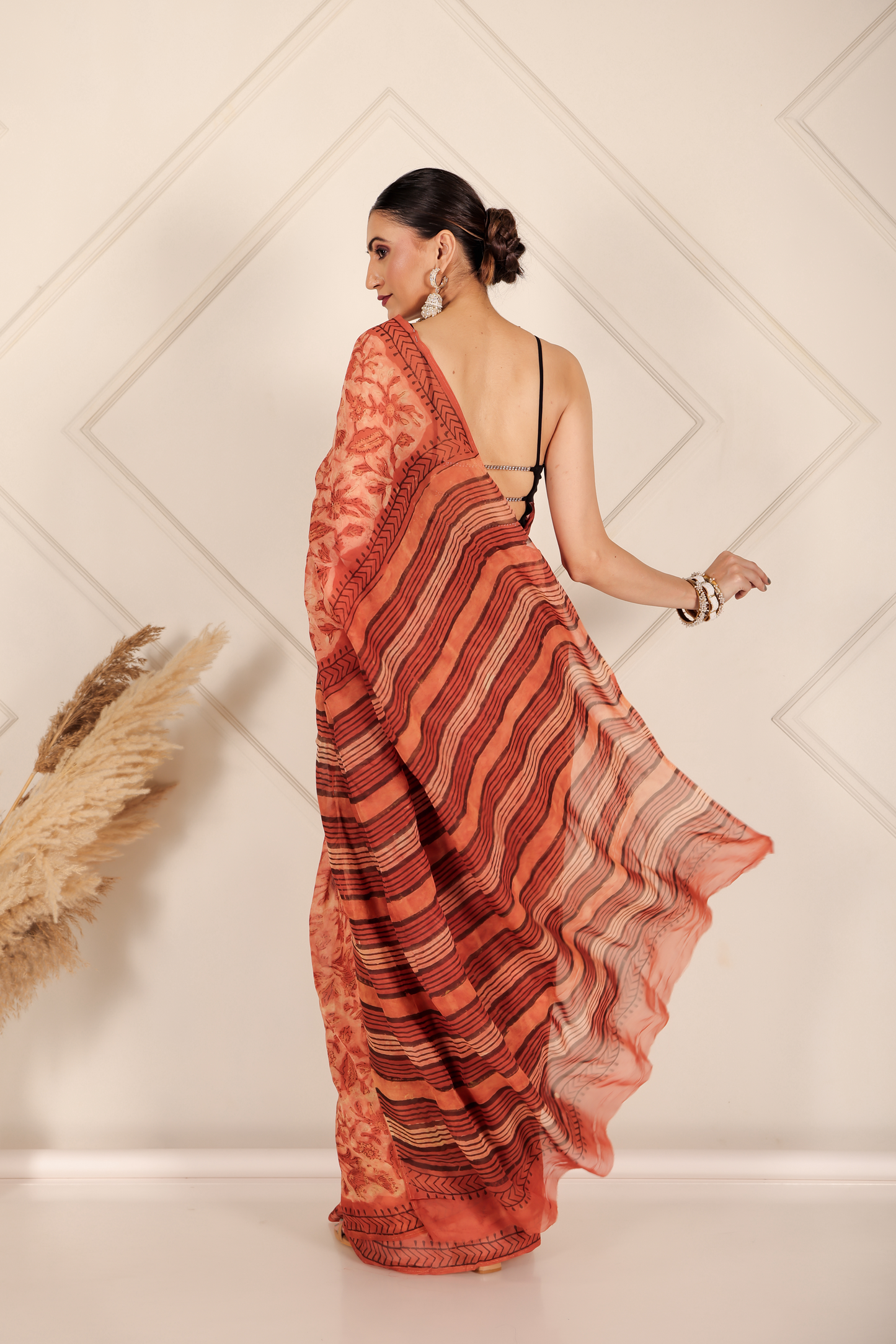 Premium Orange Organza Saree