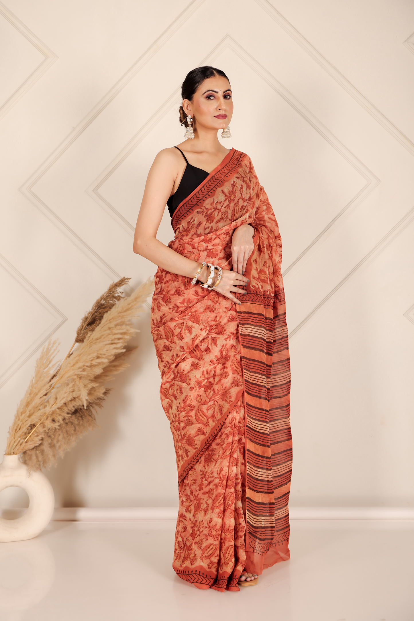 Premium Orange Organza Saree