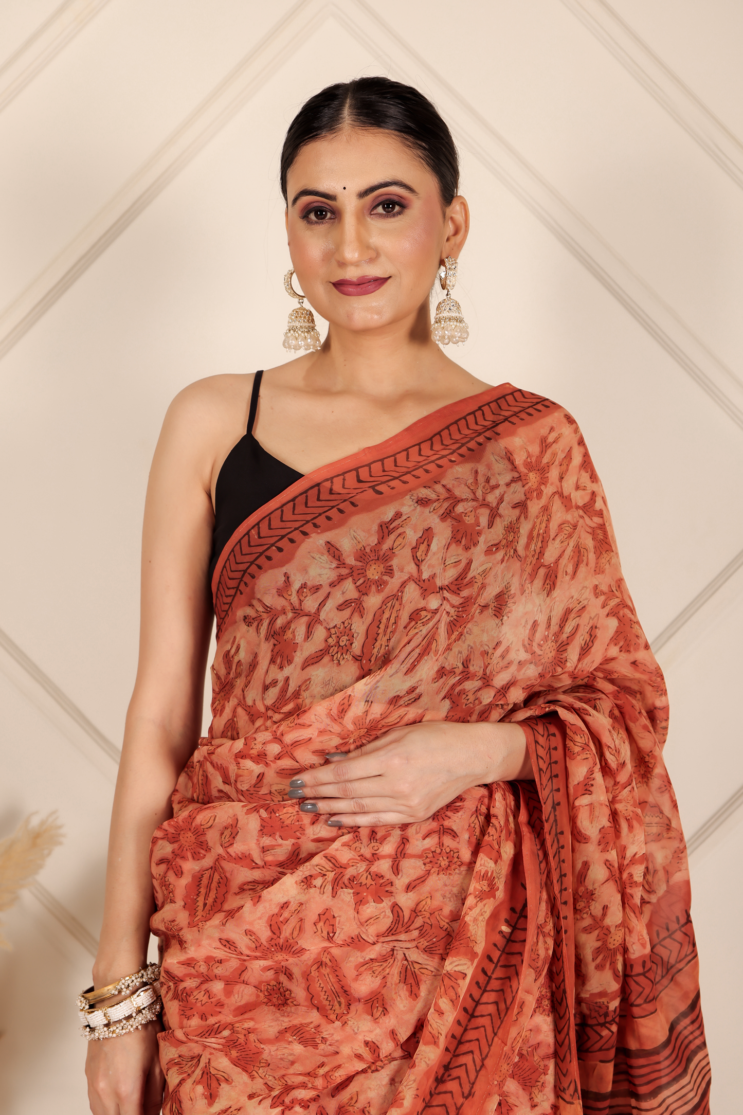 Premium Orange Organza Saree