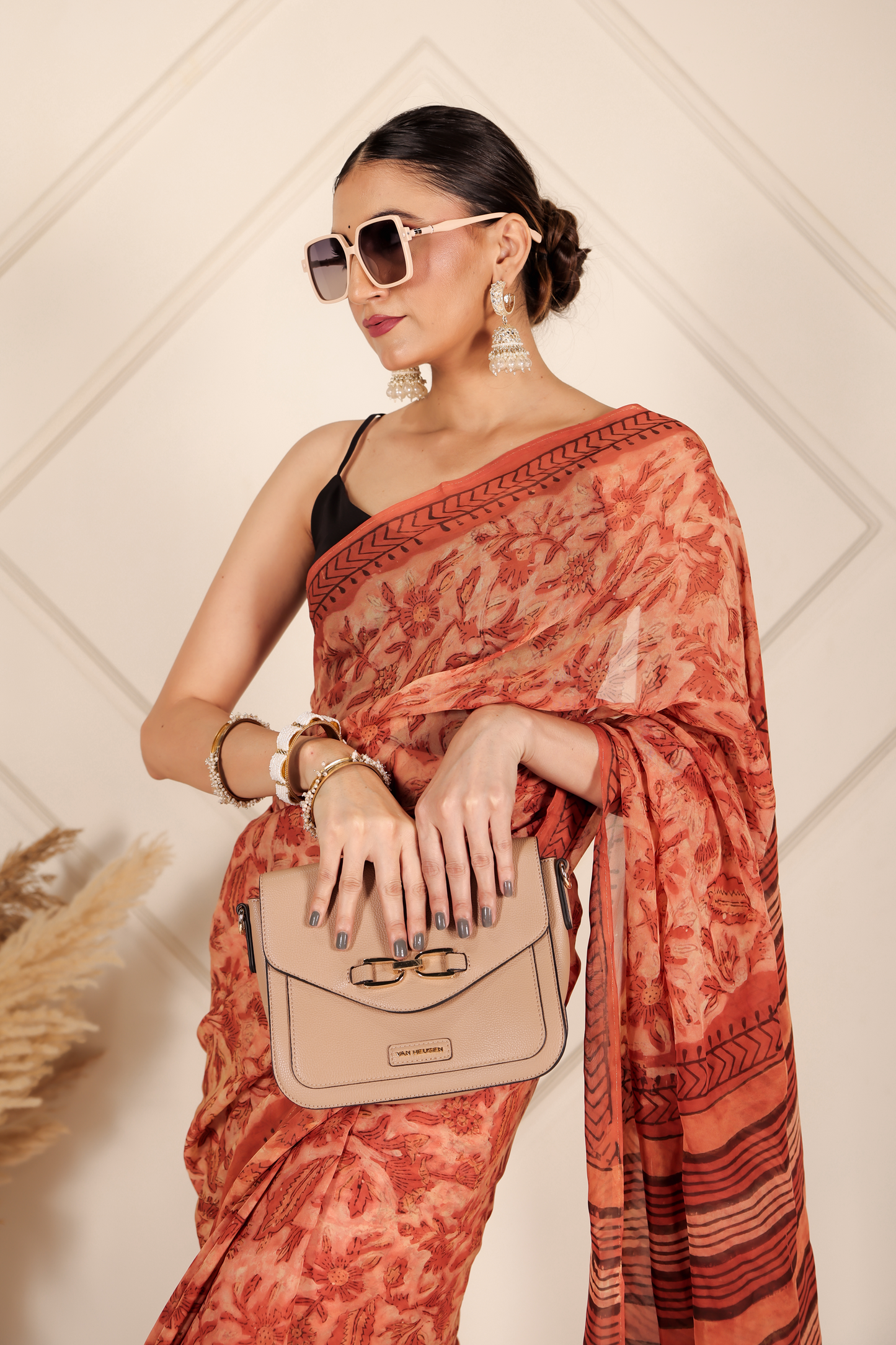 Premium Orange Organza Saree