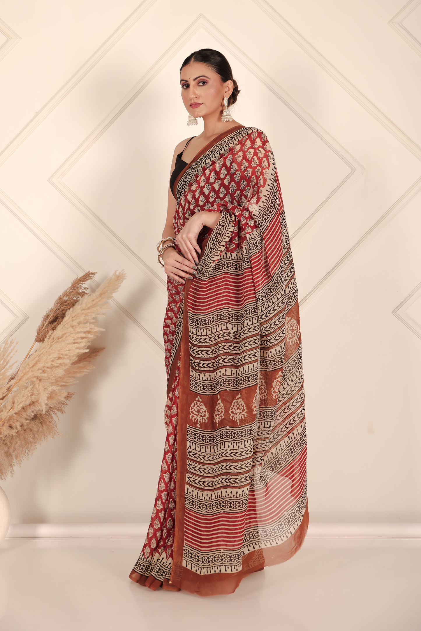 Premium Red Organza Saree