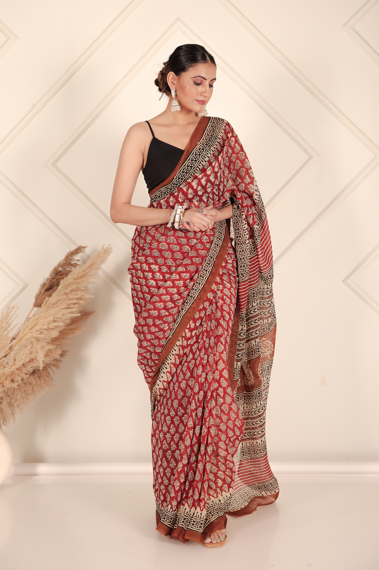Premium Red Organza Saree