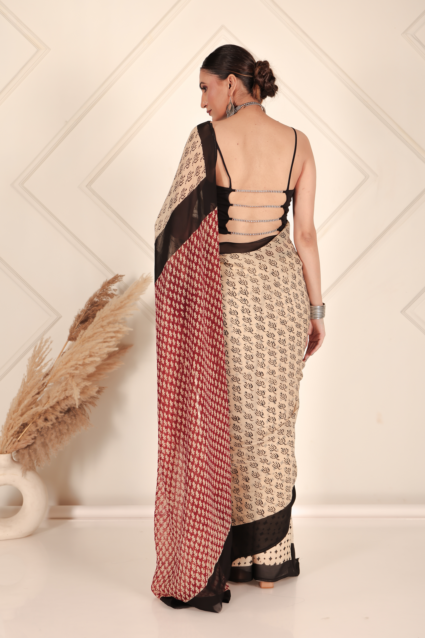 Premium Cream Organza Saree