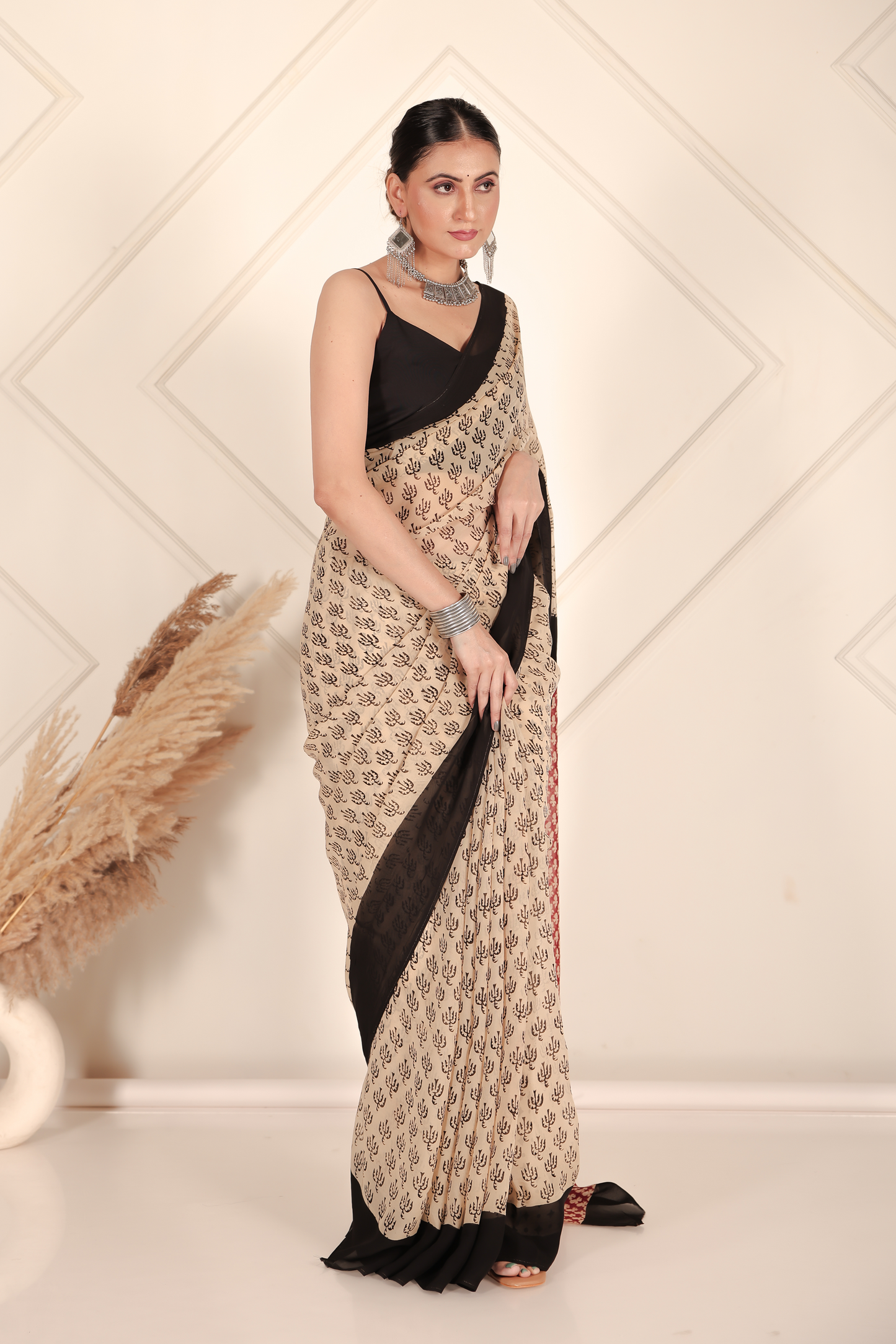 Premium Cream Organza Saree