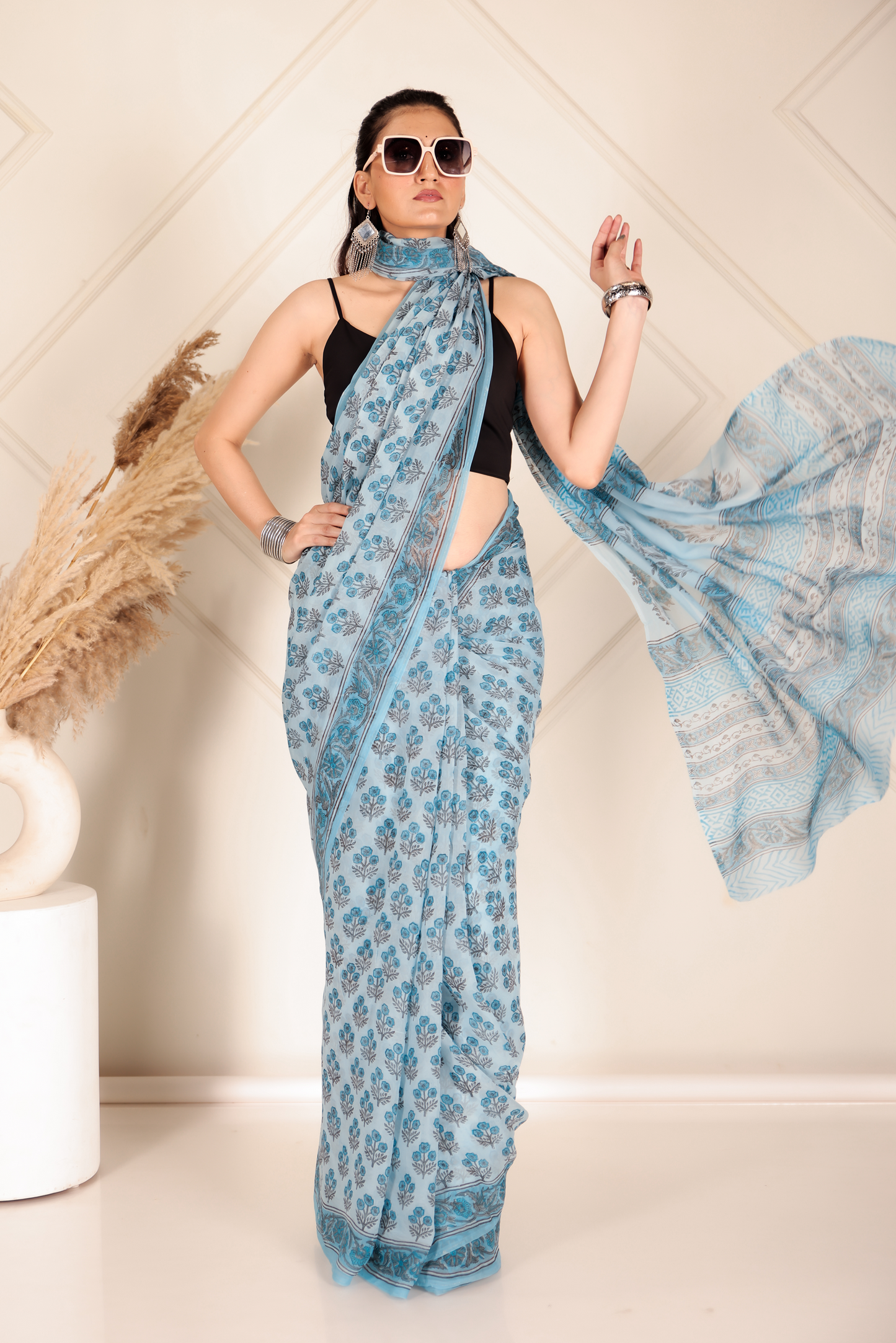 Premium Sky blue Organza Saree