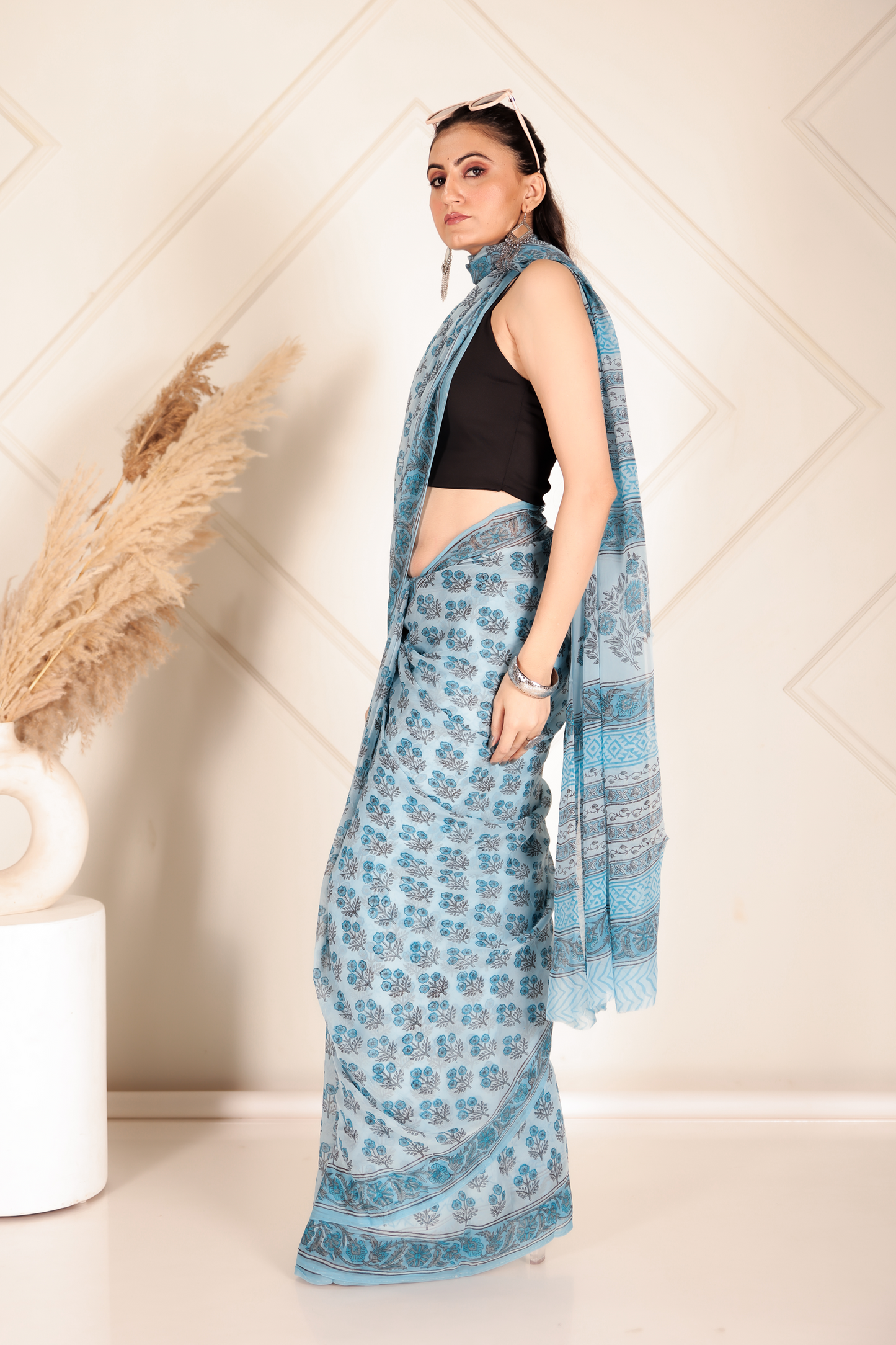 Premium Sky blue Organza Saree