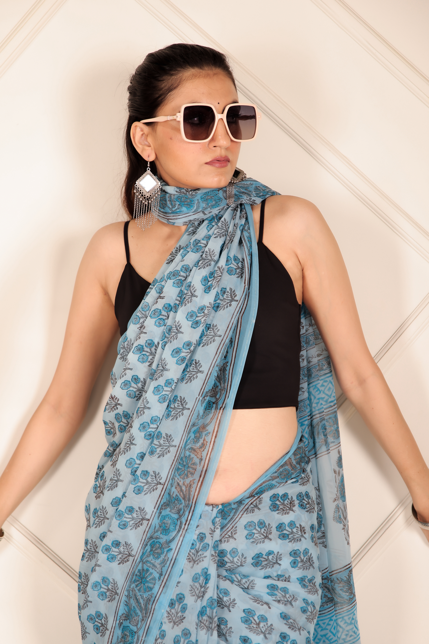 Premium Sky blue Organza Saree