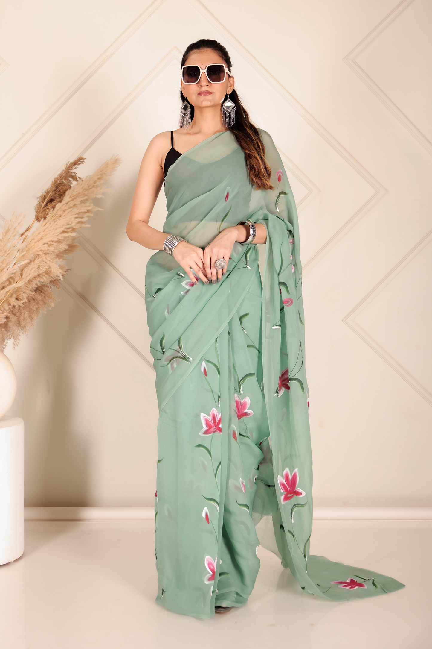 Premium Green Organza Saree