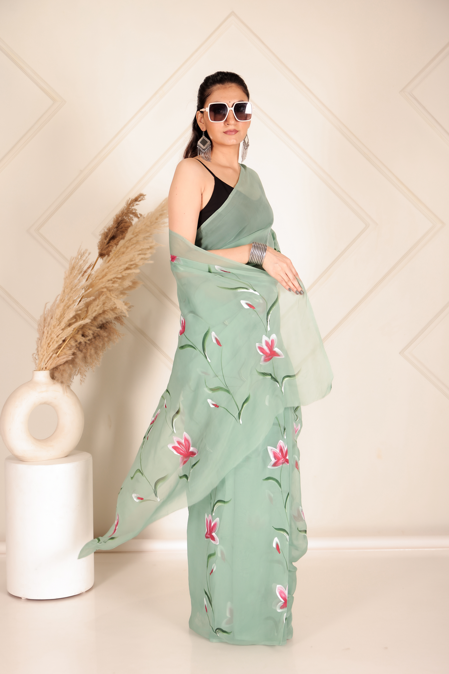 Premium Green Organza Saree