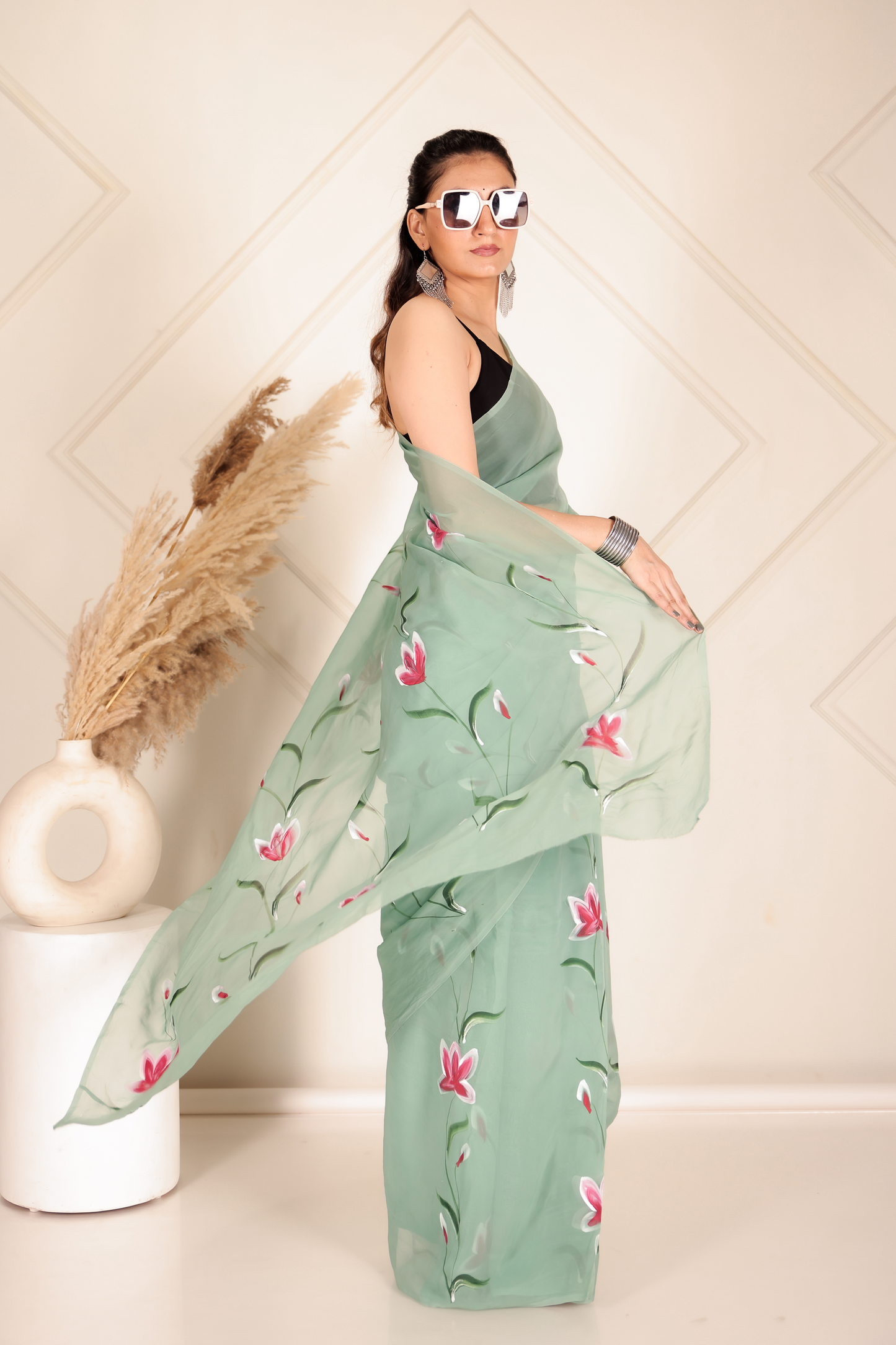 Premium Green Organza Saree