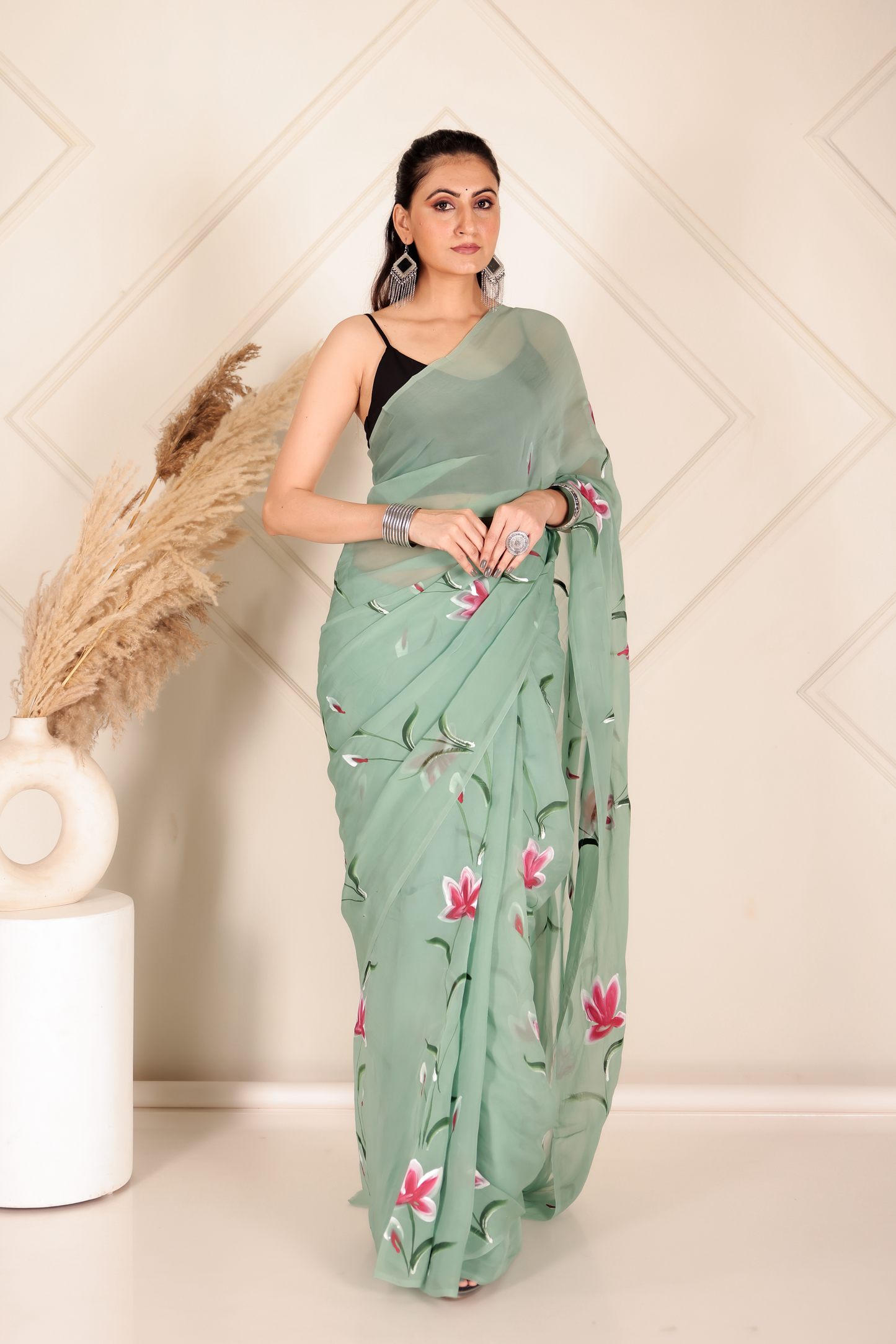 Premium Green Organza Saree