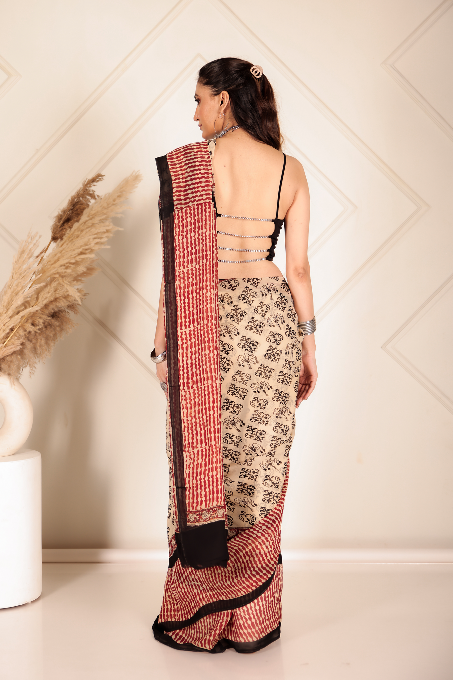 Premium Cream Organza Saree
