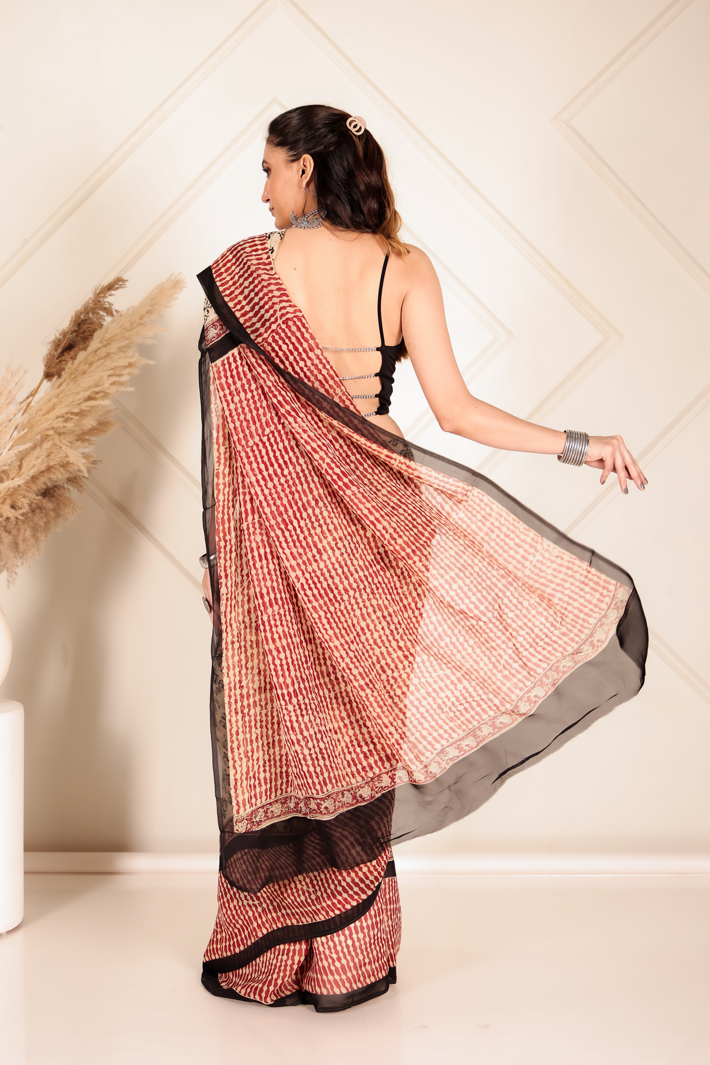 Premium Cream Organza Saree