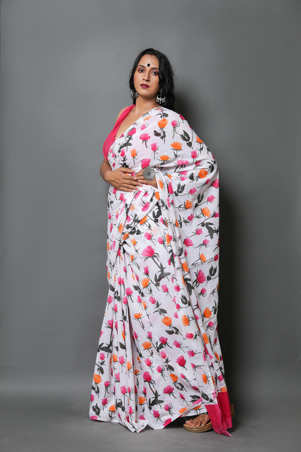 Cotton MulMul Multi Printed Sarees