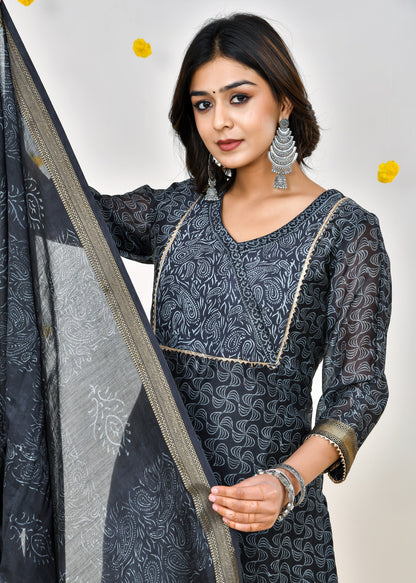 Estella Grey Maheshwari Silk Suit Dress