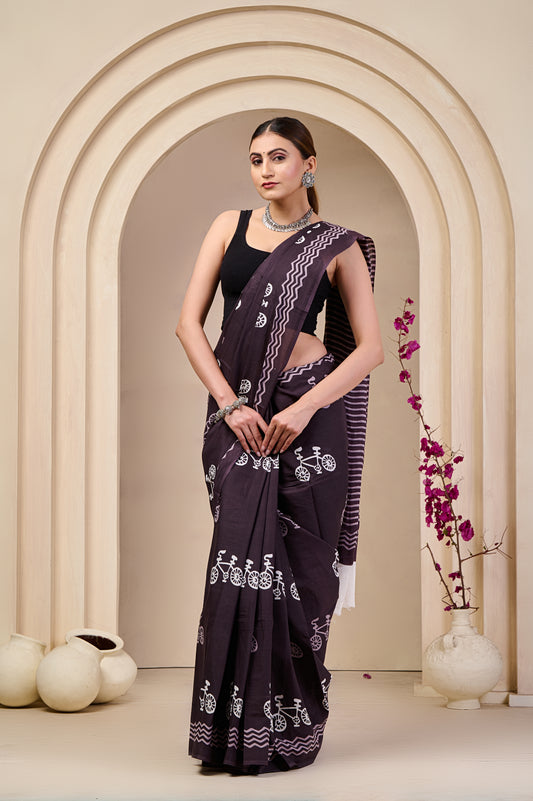 Printed Cotton MulMul Saree