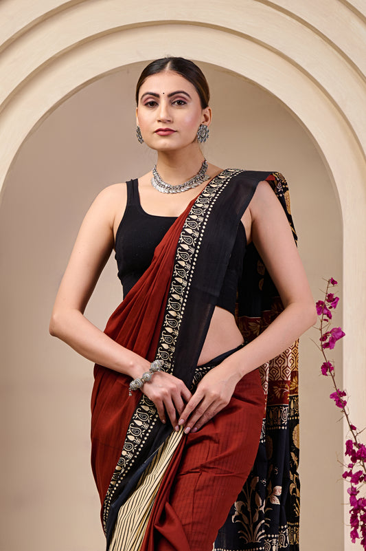 Printed Cotton MulMul Saree