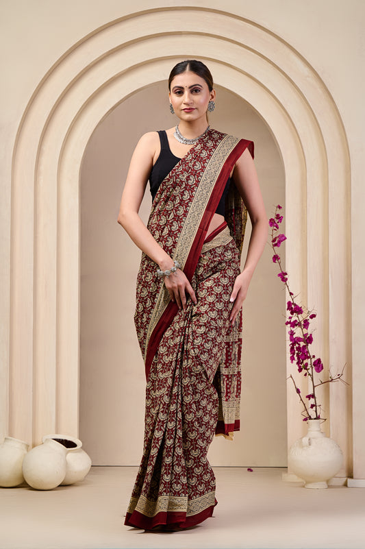 Printed Cotton MulMul Saree