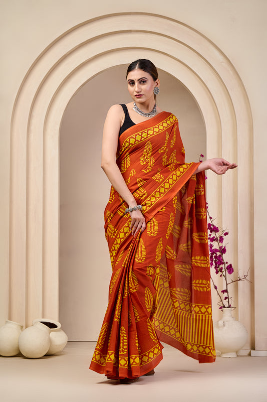 Printed Cotton MulMul Saree