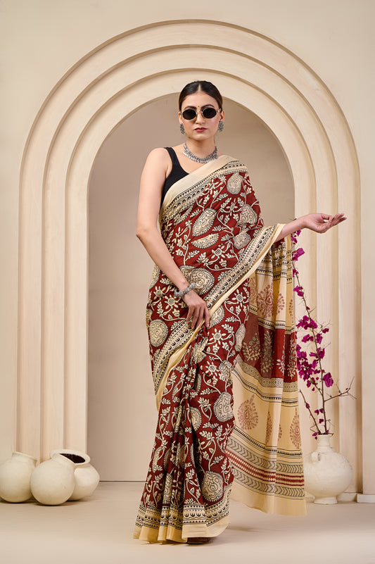 Printed Cotton MulMul Saree