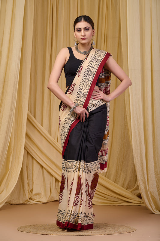 Printed Cotton MulMul Saree