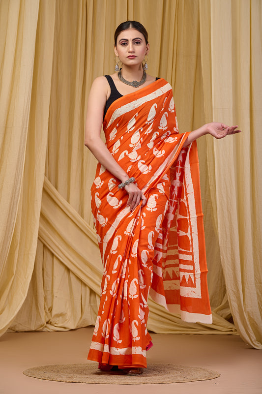Printed Cotton MulMul Saree