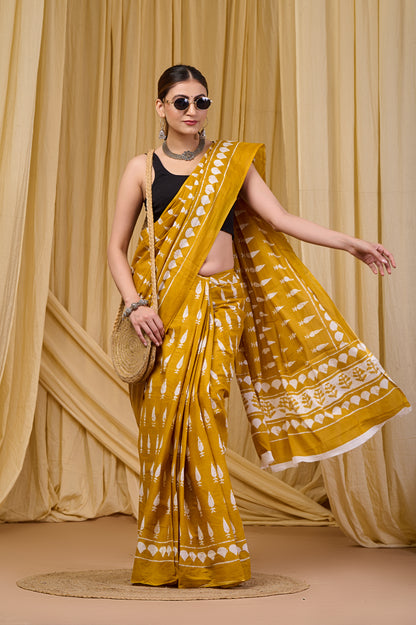 Printed Cotton MulMul Saree