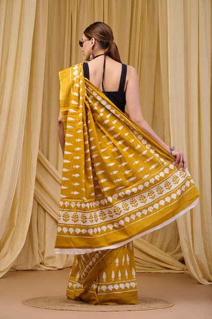 Printed Cotton MulMul Saree