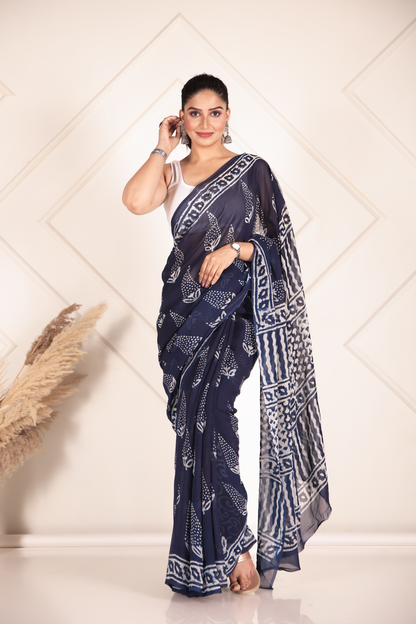 Premium Blue Organza Saree
