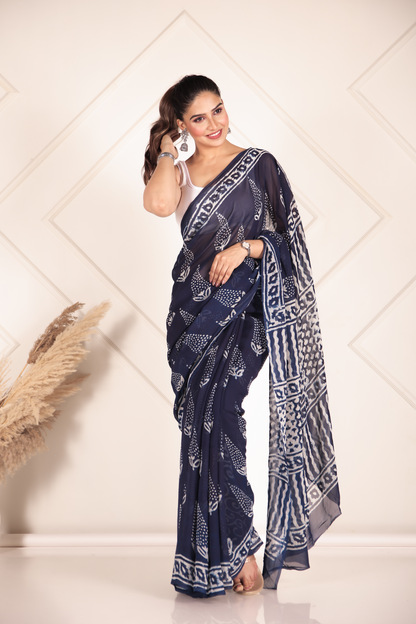 Premium Blue Organza Saree