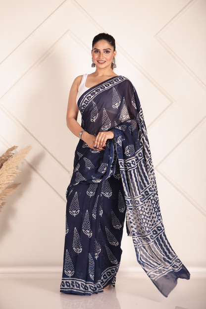 Premium Blue Organza Saree