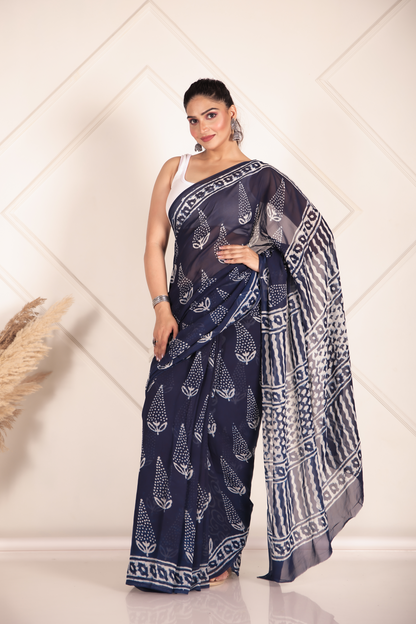 Premium Blue Organza Saree