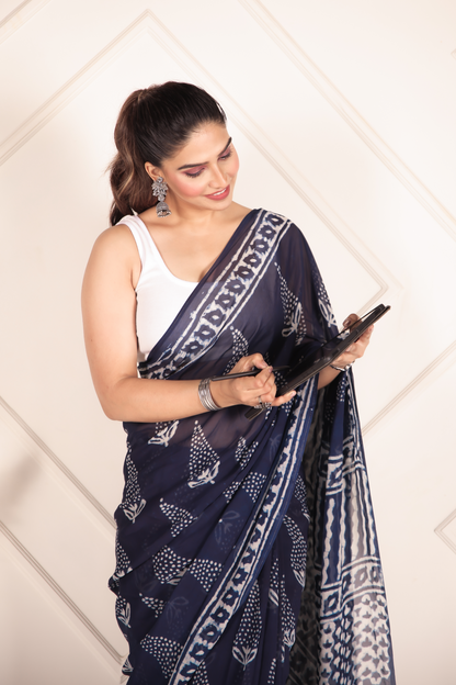 Premium Blue Organza Saree