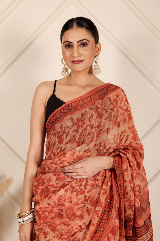 Premium Orange Organza Saree