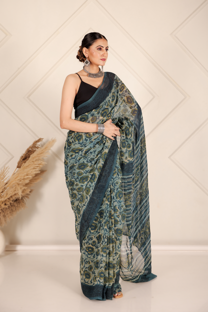 Premium Green Organza Saree