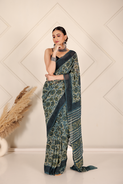 Premium Green Organza Saree