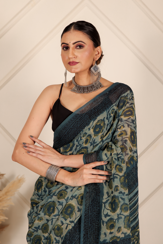 Premium Green Organza Saree
