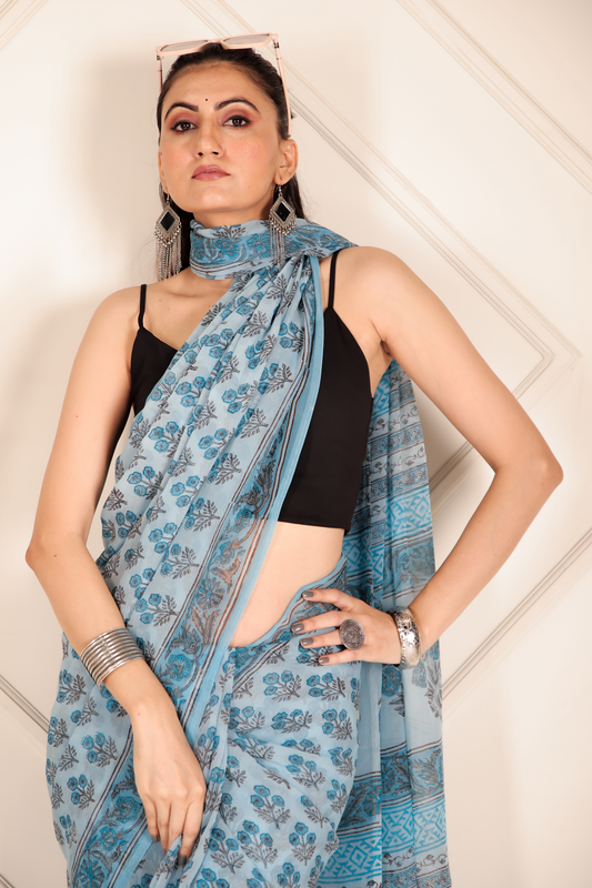 Premium Sky blue Organza Saree